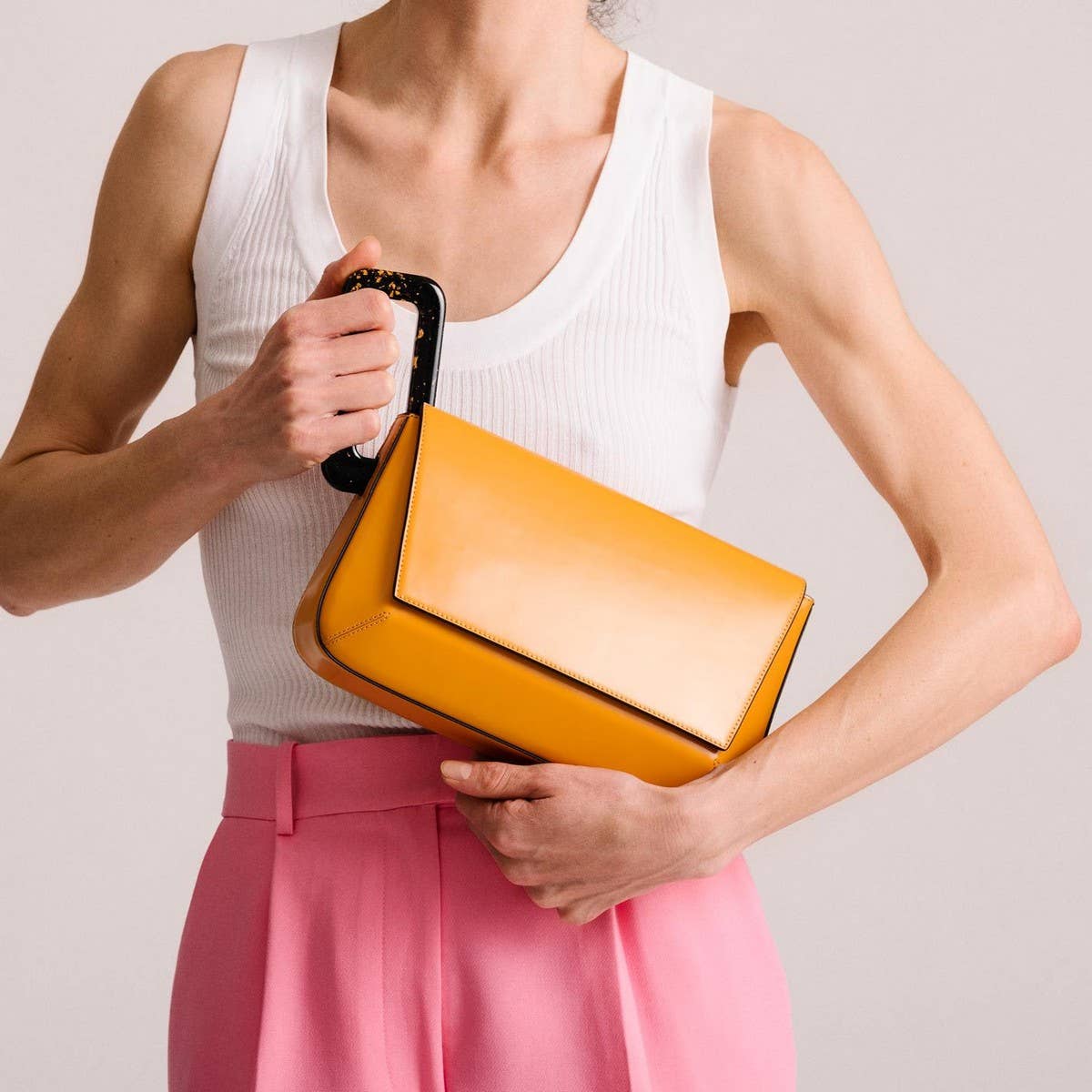 GEOMETRIC SPLICING SMALL SQUARE BAG SHOULDER BAG_CWAB1935