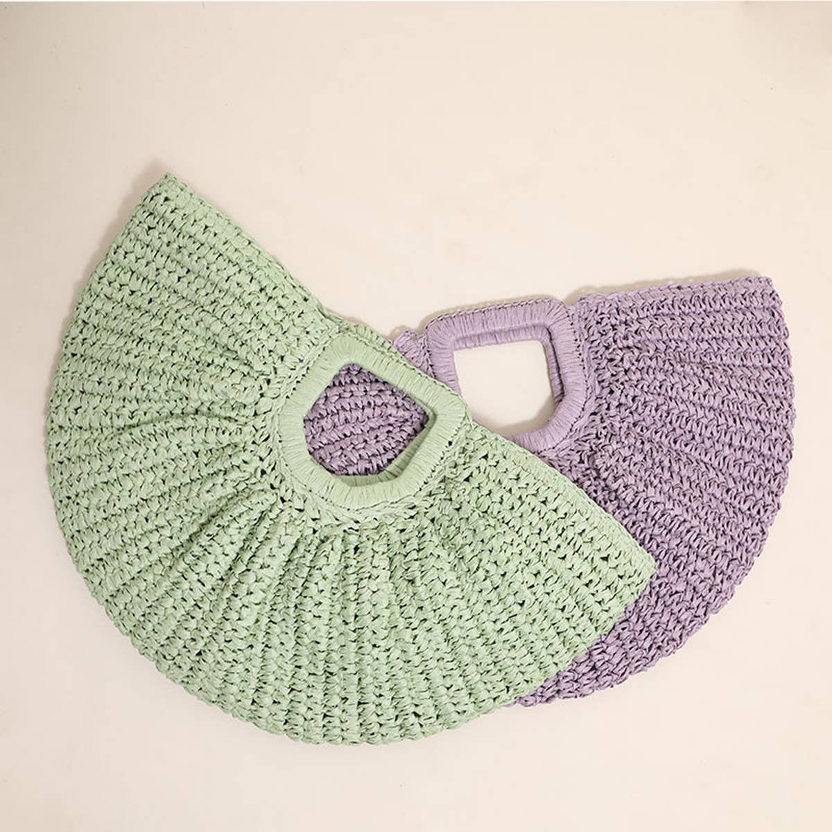 SQUARE HANDLE SEMI CIRCLE PORTABLE STRAW BAG_CWAB1869