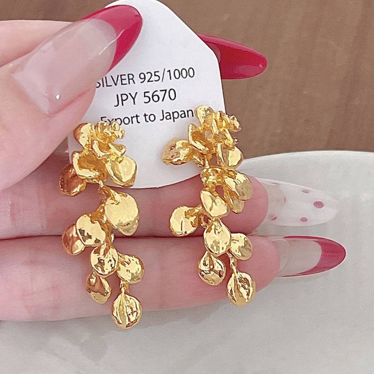 LEAF TASSEL FLOWER EARRINGS_CWAJE2045