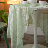 LIGHT GREEN BEADED EMBROIDERED TABLECLOTH_CWMM0963
