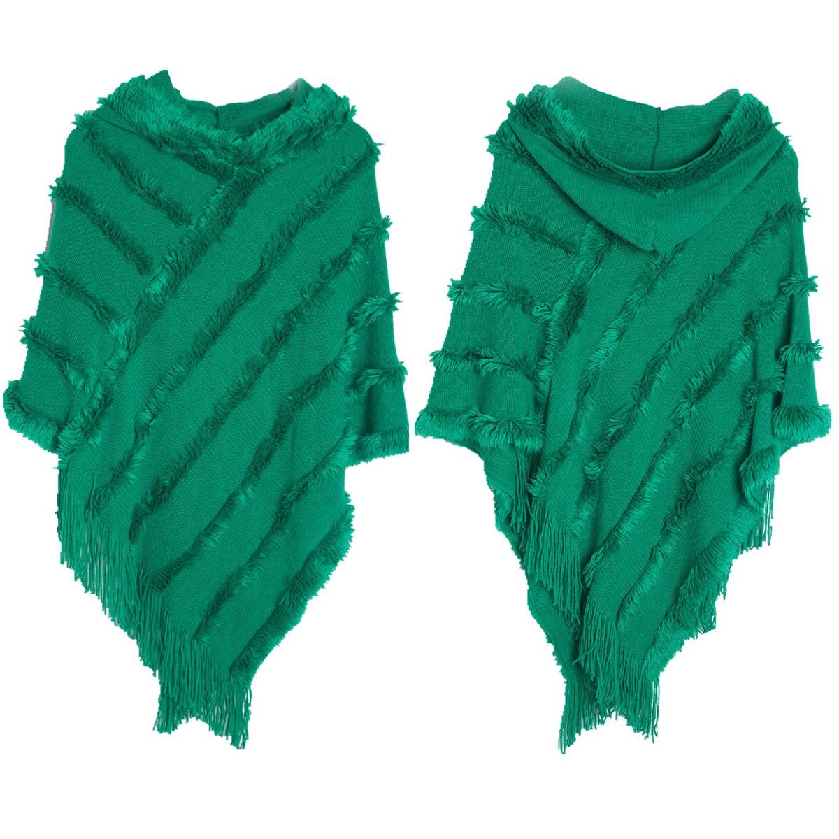 HOODED CAPE WITH FRINGED HEM SCARVES_CWASC0118