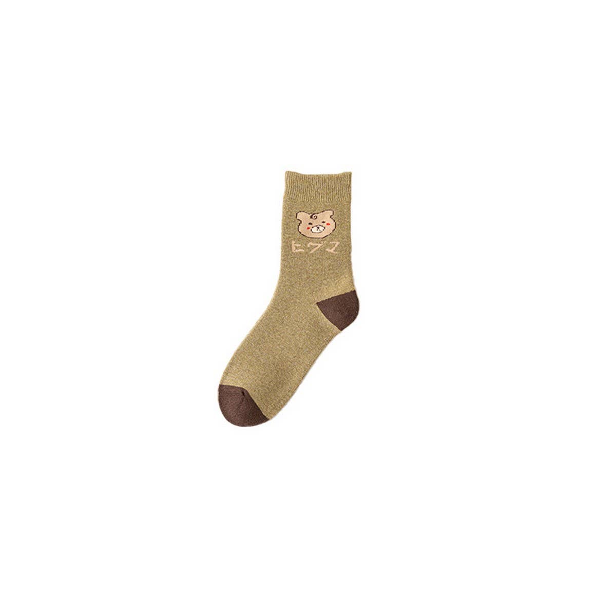 Cute Bear Terry Slouchy Sleep Crew Socks_Cwms03364