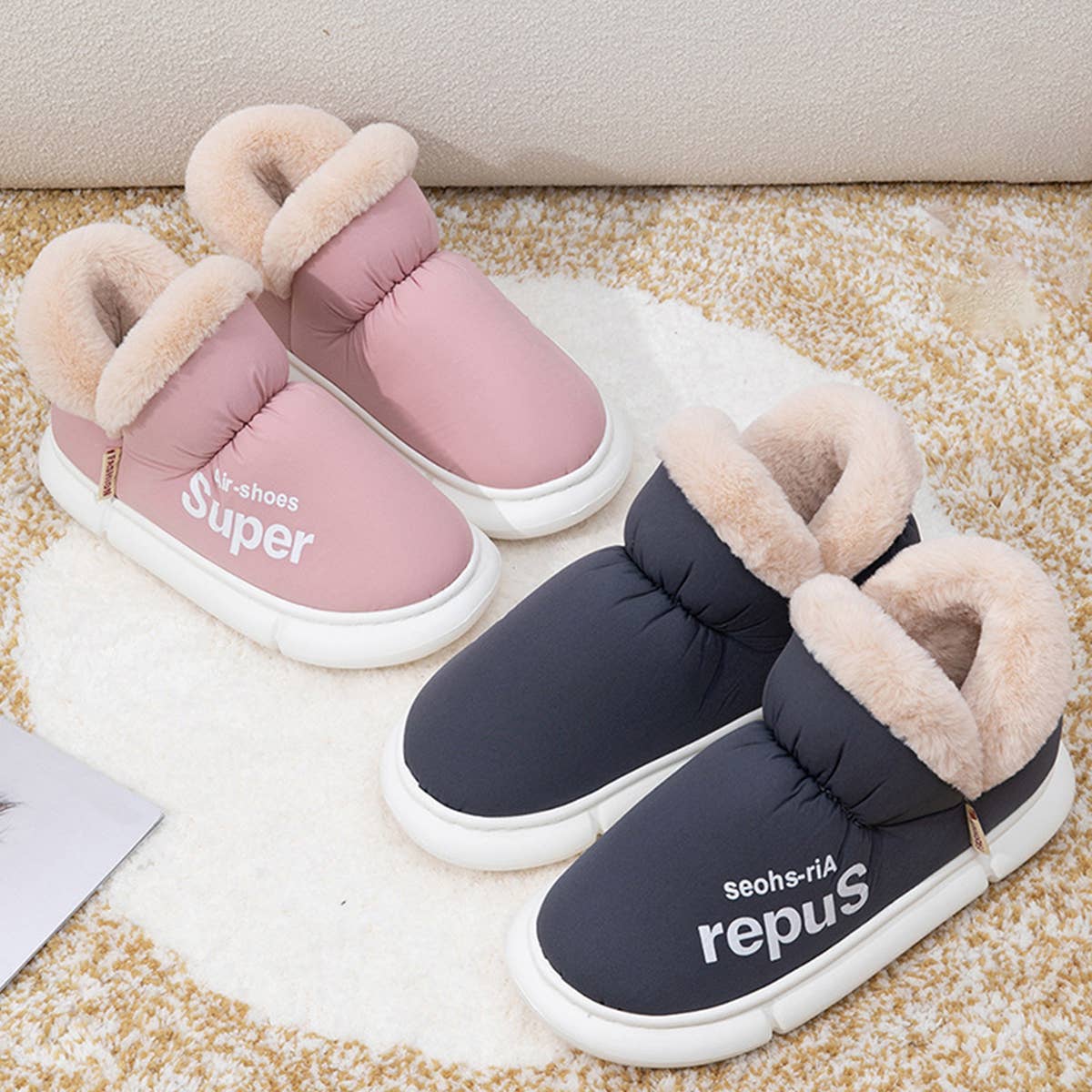 Winter Slippers Warm Waterproof Home House Shoes