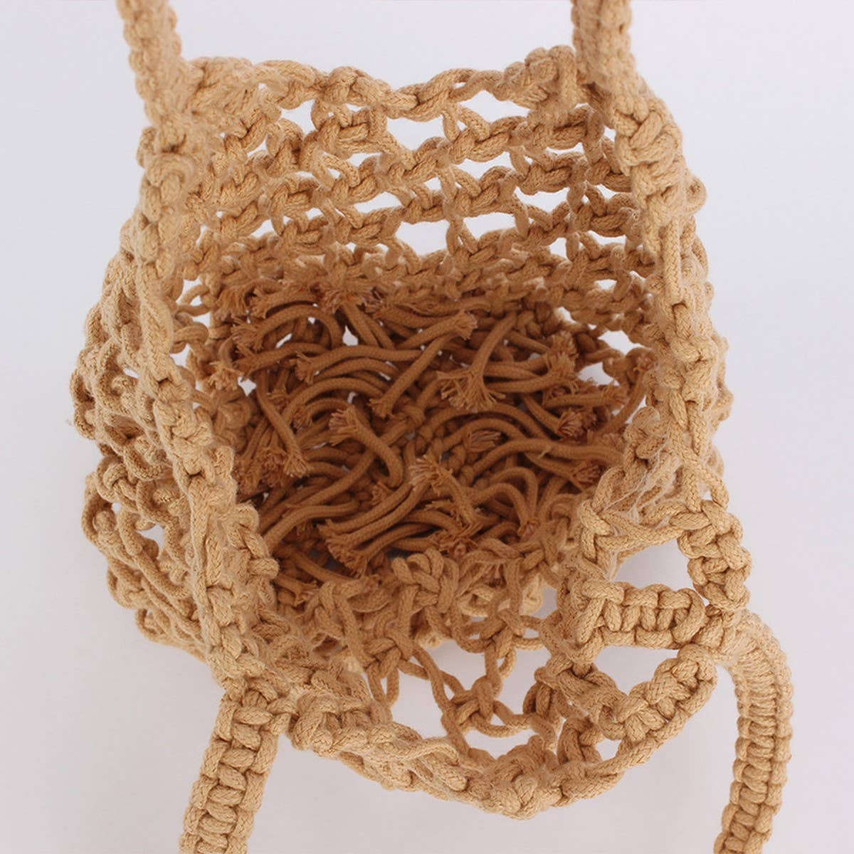 HOLLOW SOLID COLOR SIMPLE SHOULDER WOVEN BAG_CWAB4682