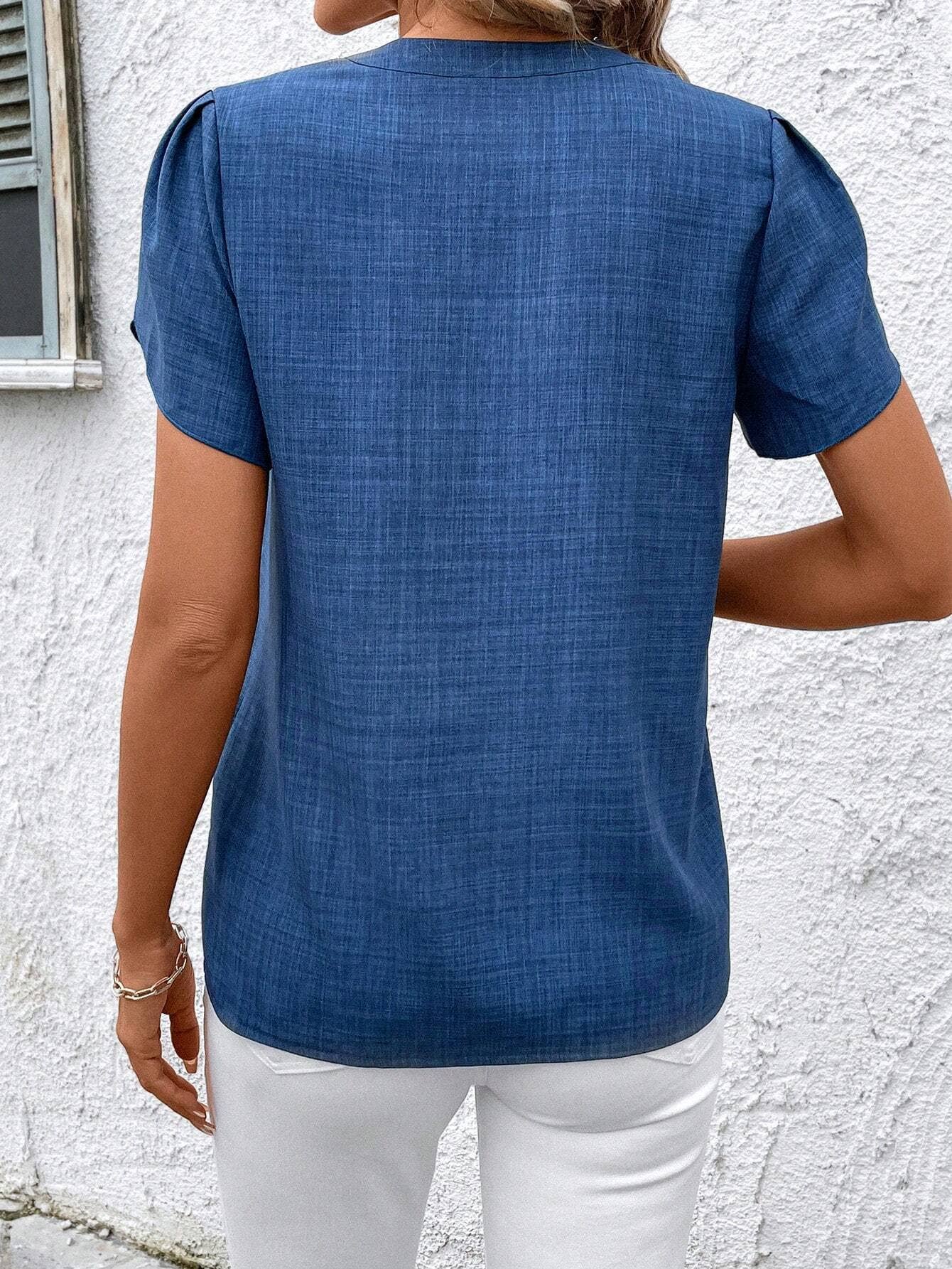 Womens Half-Zip Wrinkle Shoulder Print Tee