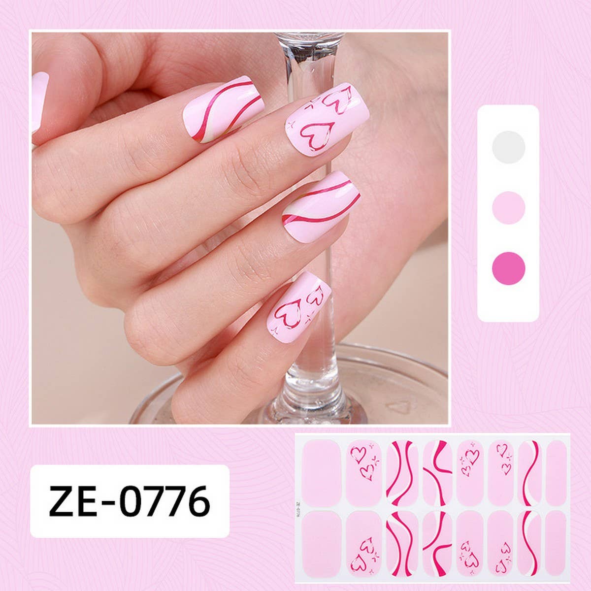 Valentine Pink Heart Lip Nail Stickers_Cwmm11217