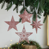 PINK GOLD GLITTER XMAS TREE HANGING DECORATION_CWMM9761