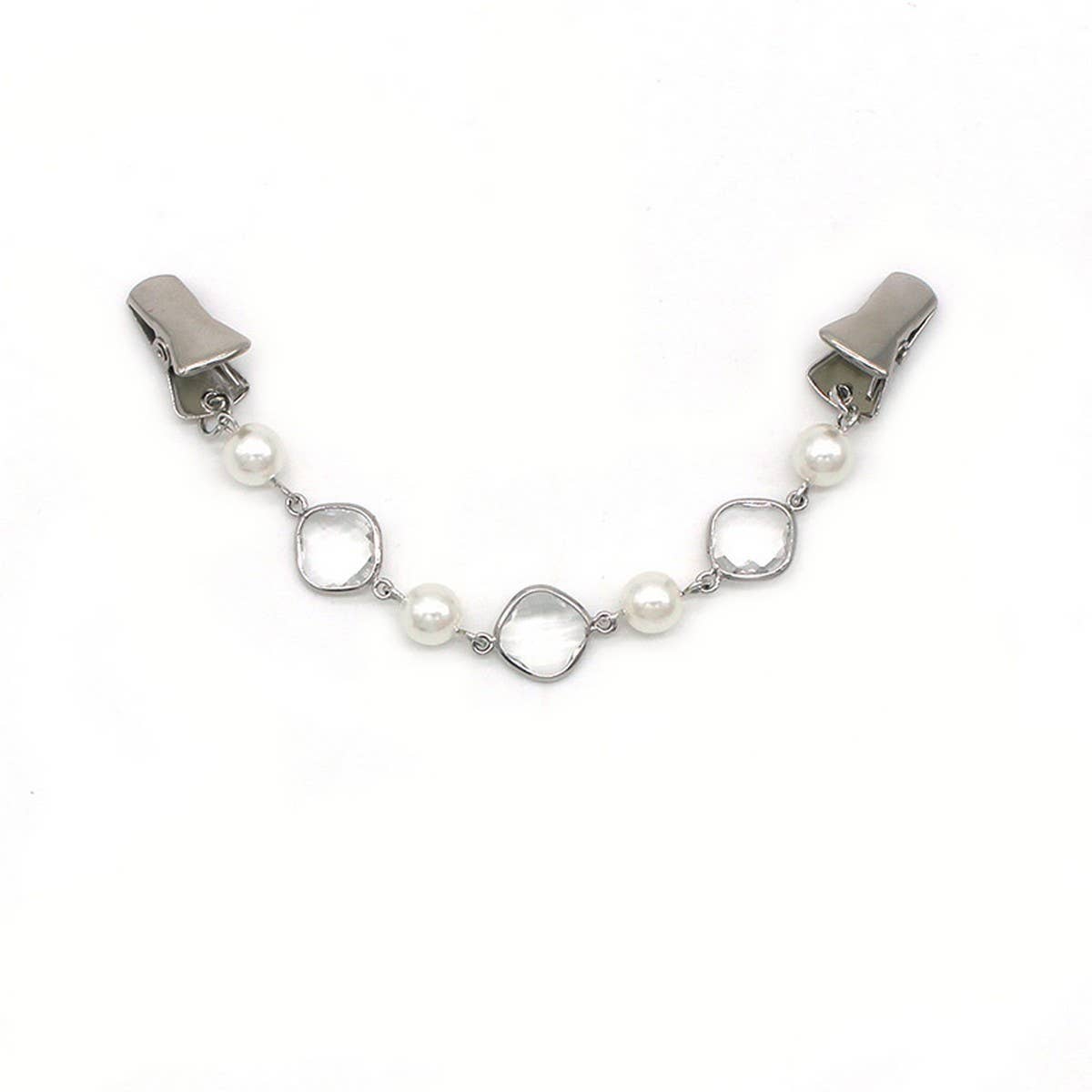 NEW CRYSTAL PEARL BUTTERFLY CHAIN SHAWL CLIP_CWMM2195