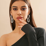 METAL WIND CIRCULAR RING THICK CHAIN EARRINGS_CWAJE1153