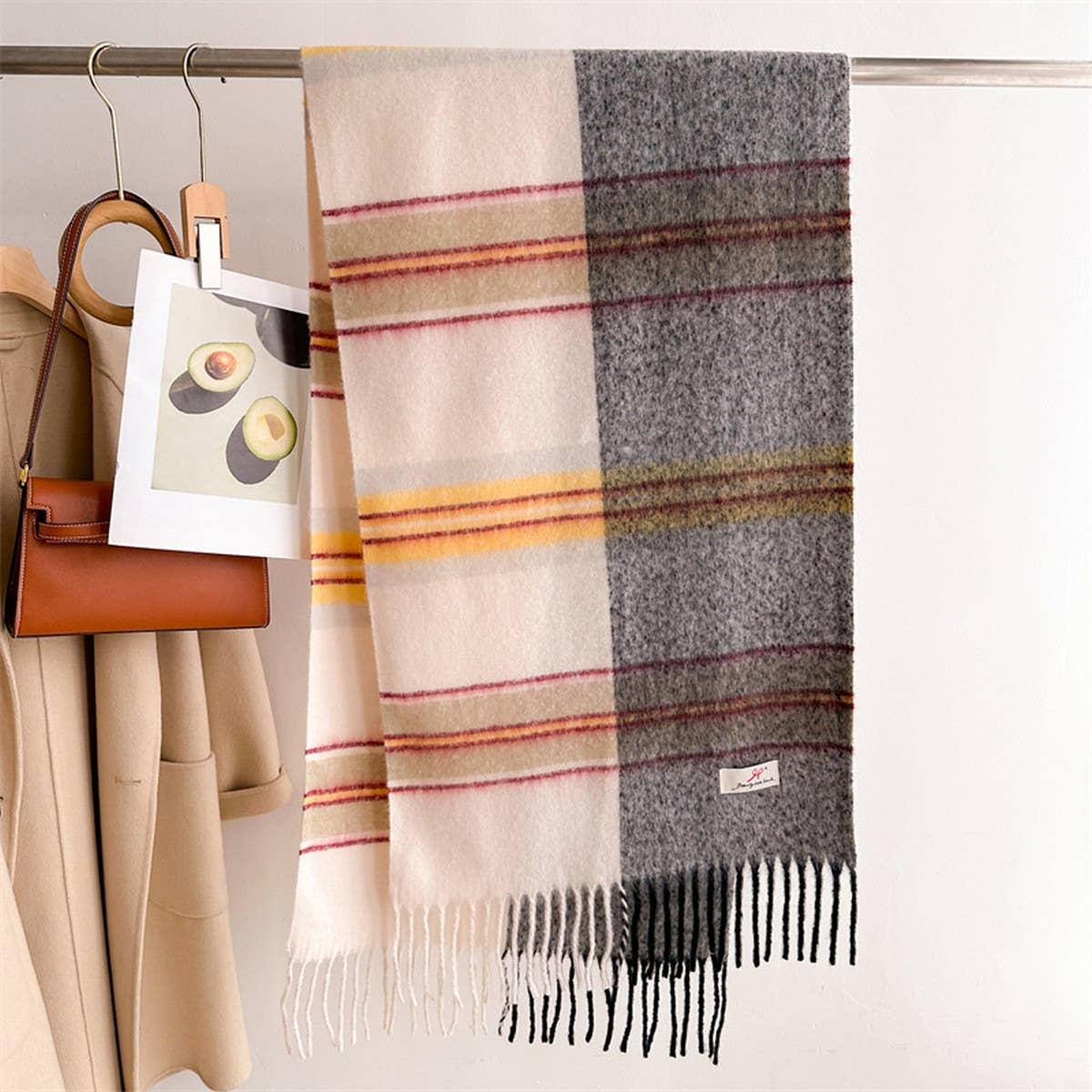 SOFT GRADIENT KNIT TASSEL SCARF WRAP SHAWL_CWASC2739