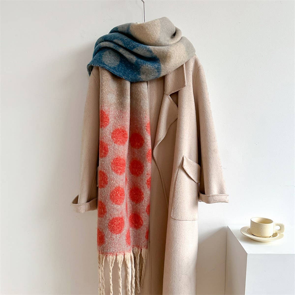 RETRO POLKA DOT WOOL LIKE THICK SCARF SHAWL WINTER_CWASC1440