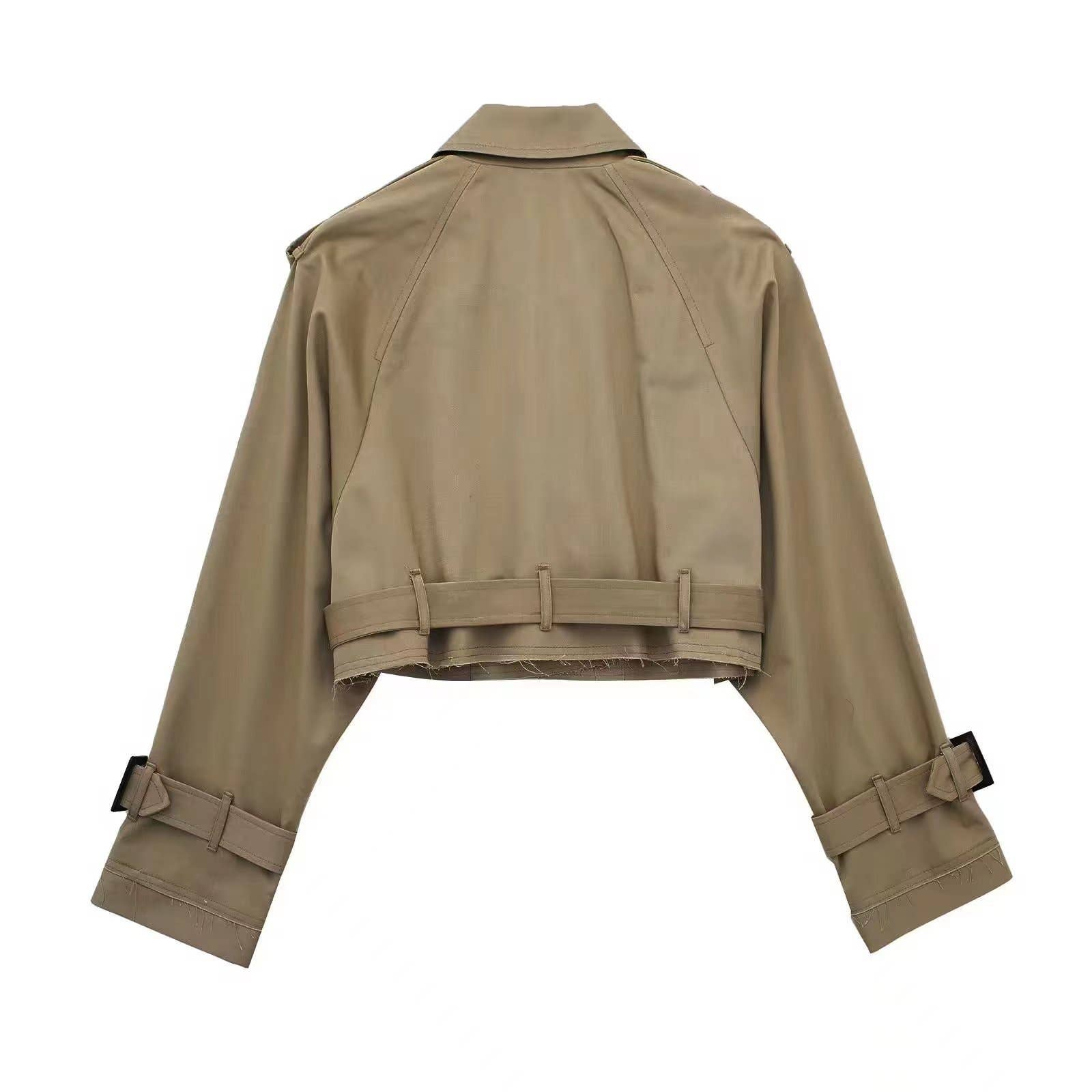 With Belt Long Sleeve Short Casual Trench Coat