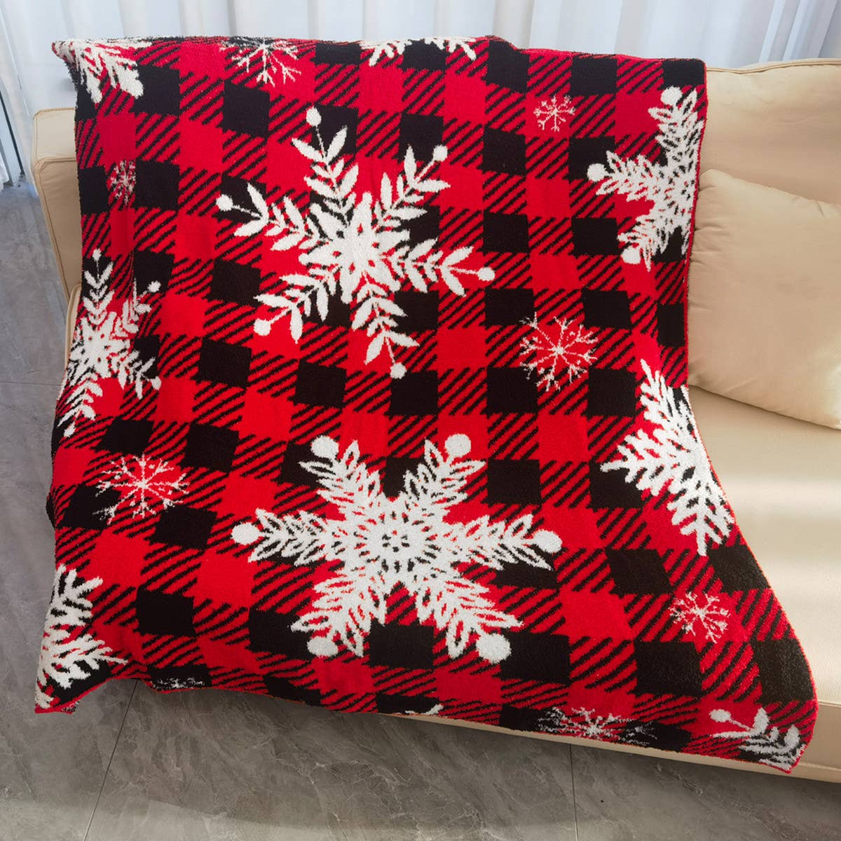 CHRISTMAS SNOWFLAKE KNITTED JACQUARD BLANKET_CWMM1476