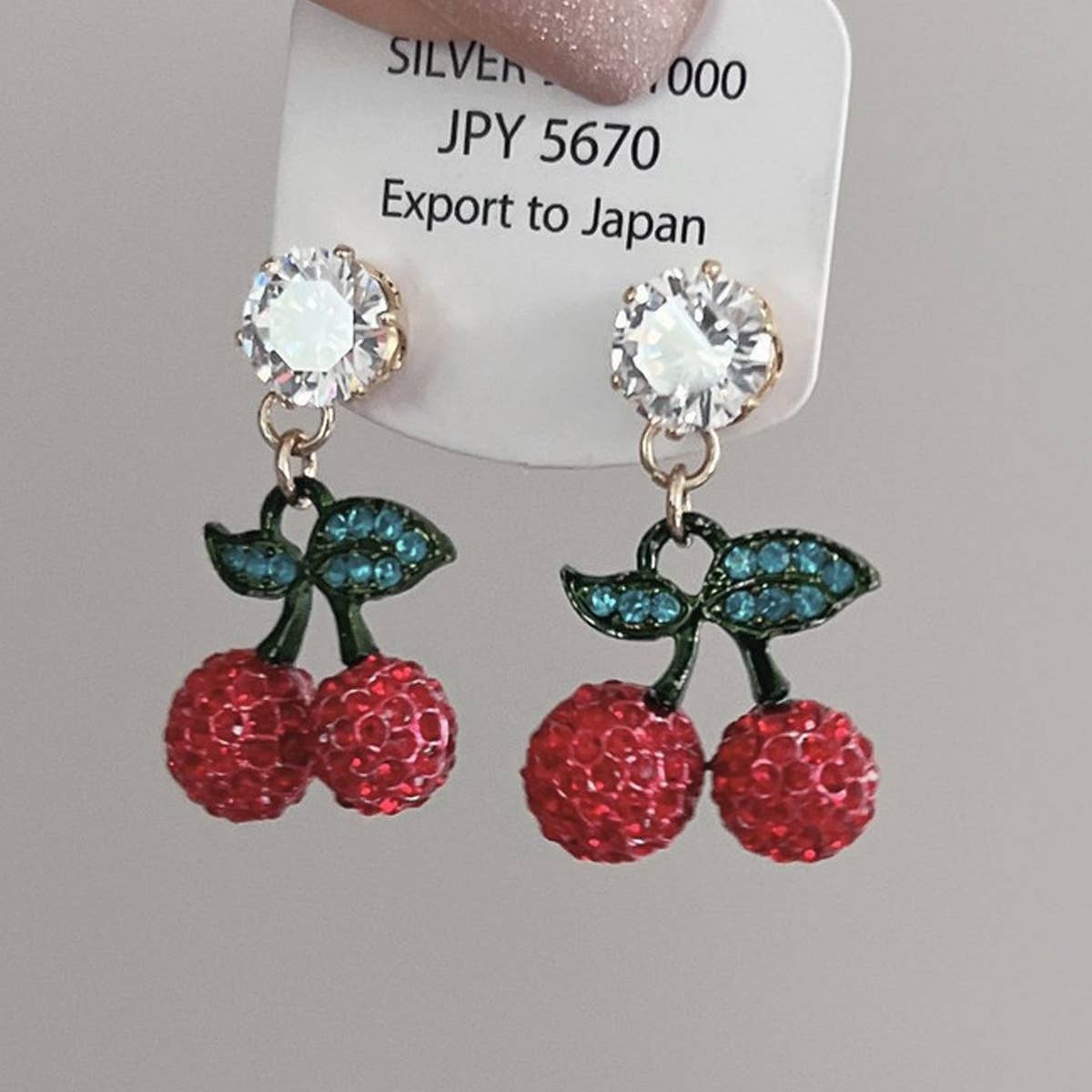 CUTE RED ZIRCON CHERRY EARRINGS_CWAJE1455