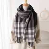 MODERN PLAID FRINGE SCARF WITH LUXE TEXTURE_CWASC2770
