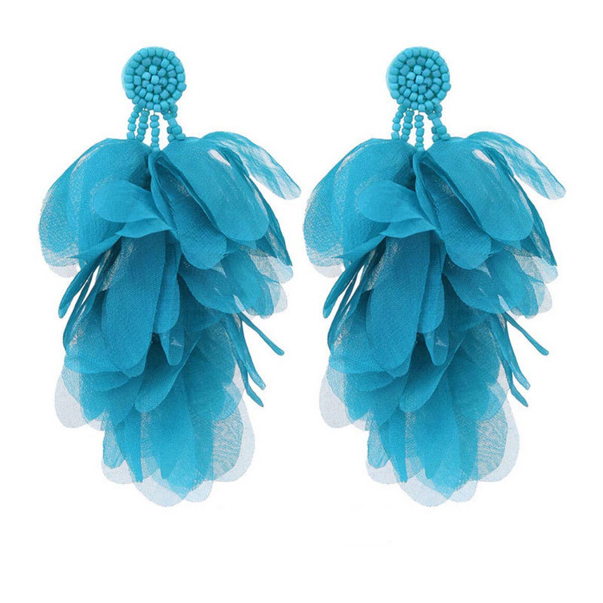 HANDMADE FABRIC TASSEL EARRINGS BOLD STATEMENT_CWMM6156