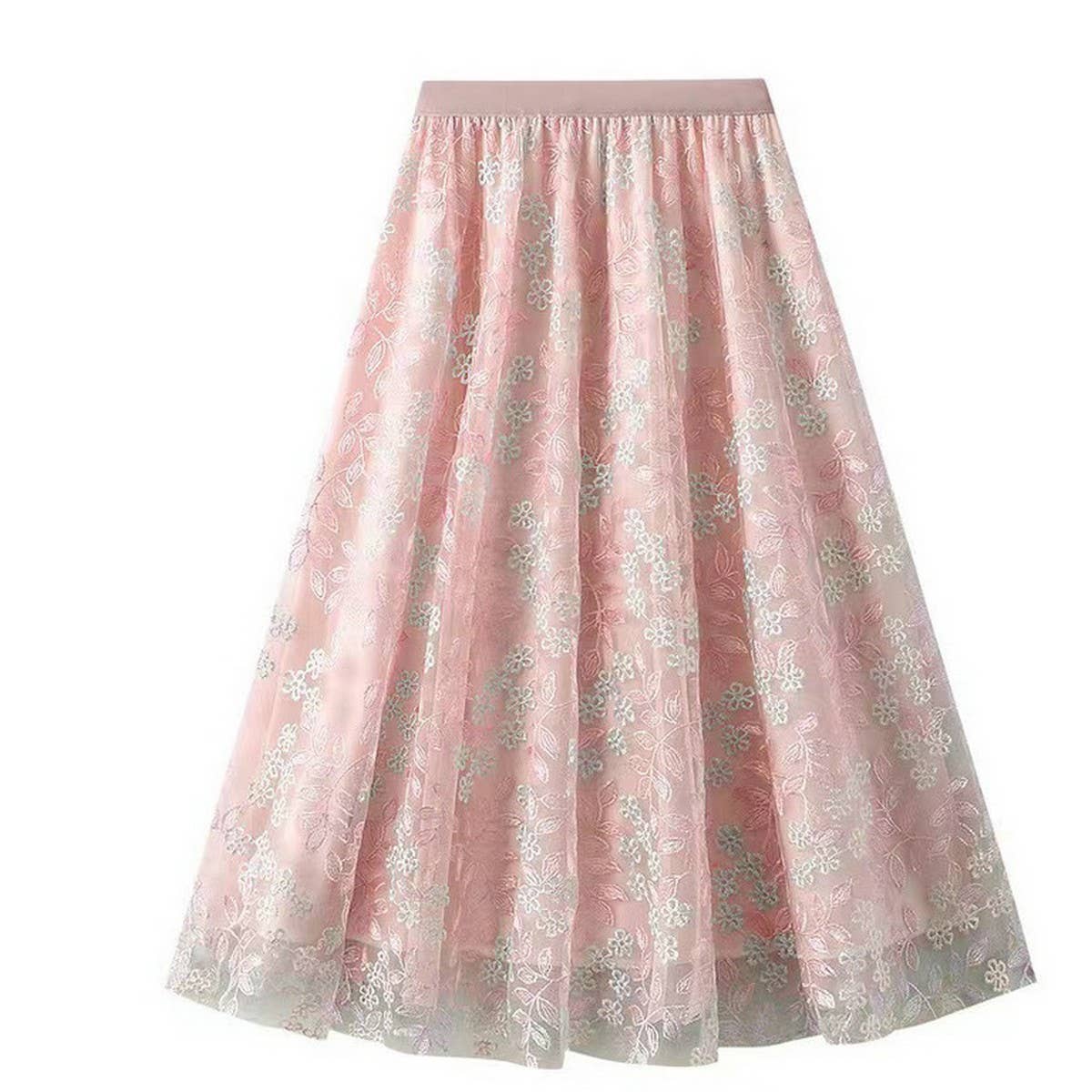 EMBROIDERED LAYERED TULLE SKIRT WITH ELASTIC WAIST_CWBMS0396