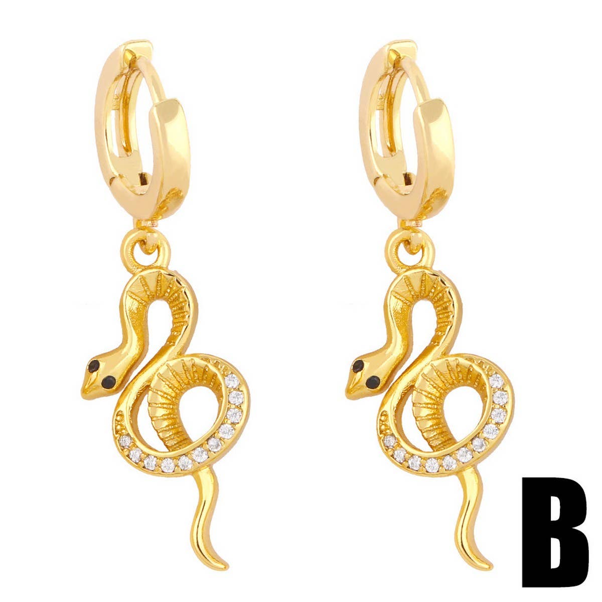 INLAID ZIRCON SNAKE SHAPED PENDANT EARRINGS_CWAJE1046