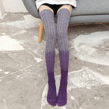 AUTUMN AND WINTER GRADIENT LONG OVER THE KNEE SOCKS_CWMS0863