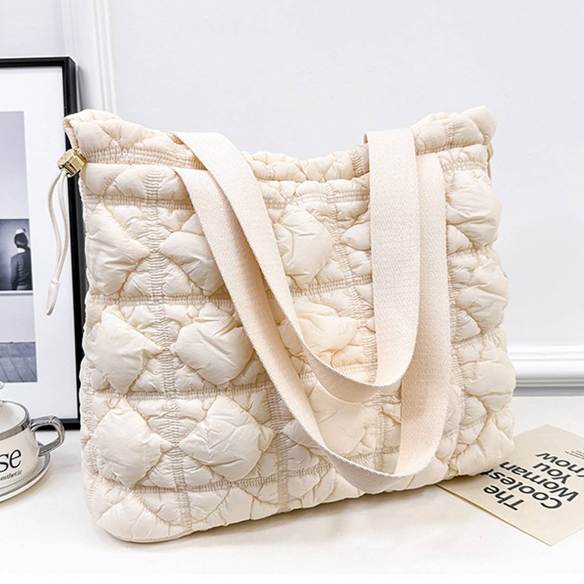 Women Large Capacity Drawstring Tote Bag_Cwab1751