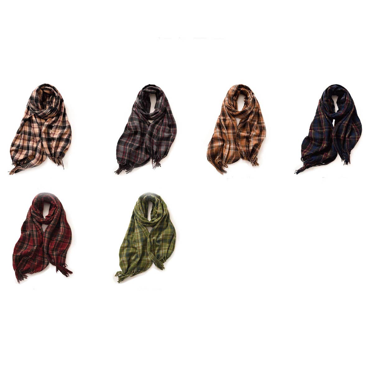 RED PLAID WINTER SCARF THICK WARM SHAWL WRAP_CWASC0175