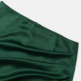 HIGH WAIST SATIN PLEATED SLIT MAXI SKIRT_CWBSS0420