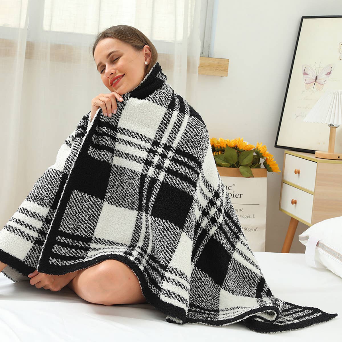 PLAID STRIPED KNITTED BLANKET SOFA BLANKET_CWMM0320
