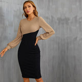 Splicing Color Contrast Hollow Out Buttock Dress