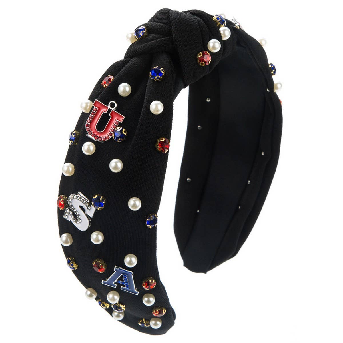 INDEPENDENCE DAY DIAMOND LETTERED PEARL HEADBAND_CWAHA1257