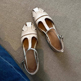 Vintage Leather Open Toe Chunky Heel Sandals