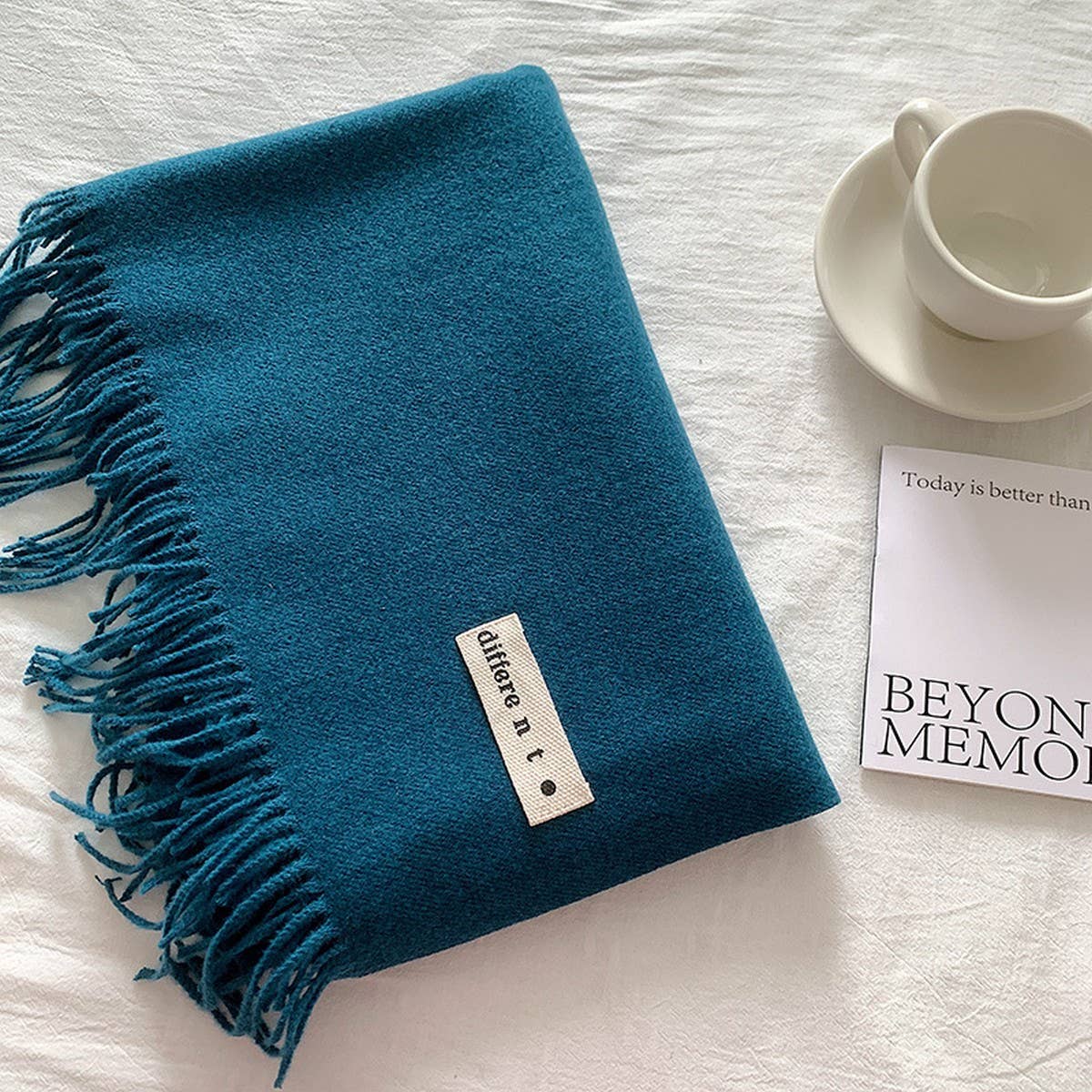 COLORBLOCK TASSEL SCARF THICK WRAP FOR STUDENTS_CWASC2281