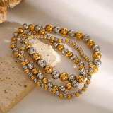 DESIGNER TWO TONE SOLID BEAD STRETCH BRACELET_CWAJE4794