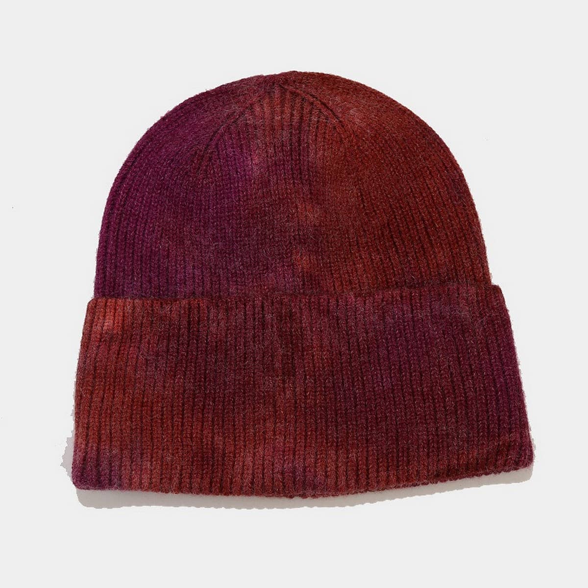 OUTDOOR WARM CURLED EDGE TIE DYE KNITTED HAT_CWAH1593