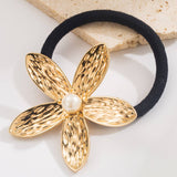 METAL GINKGO LEAF HAIR TIE WITH PEARL ACCENT_CWAHA6231