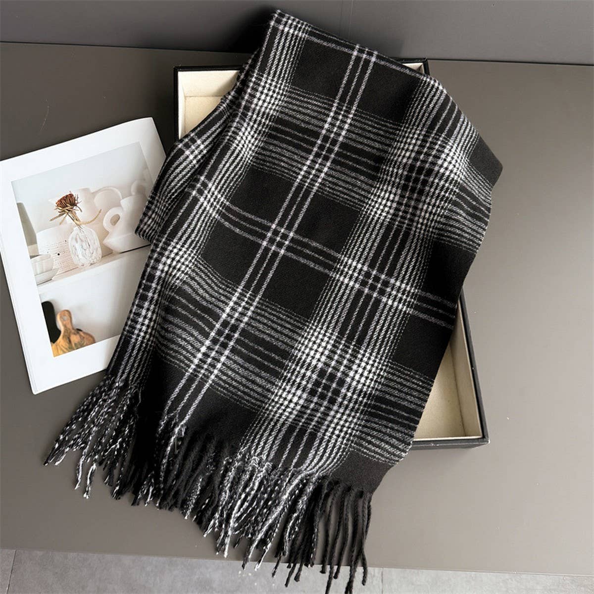Checkerboard Winter Warm Cashmere Feel Scarf_Cwasc03262