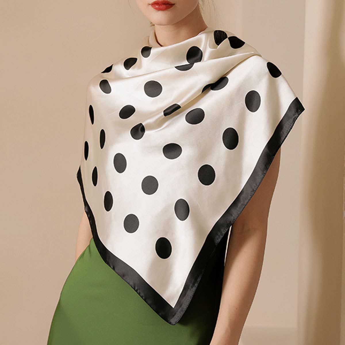 Womens 35" Polka Dot Silky Wrap Neck Scarf