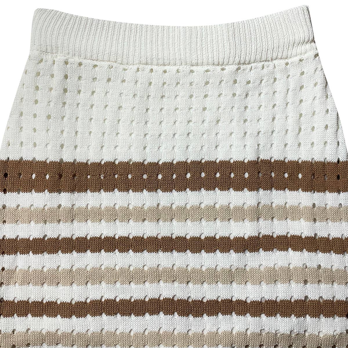 Striped Hollowed Out Suit Vest With Slit Skirt