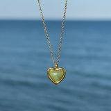 NATURAL STONE RED HEART SHAPED PENDANT NECKLACE_CWAJE1616