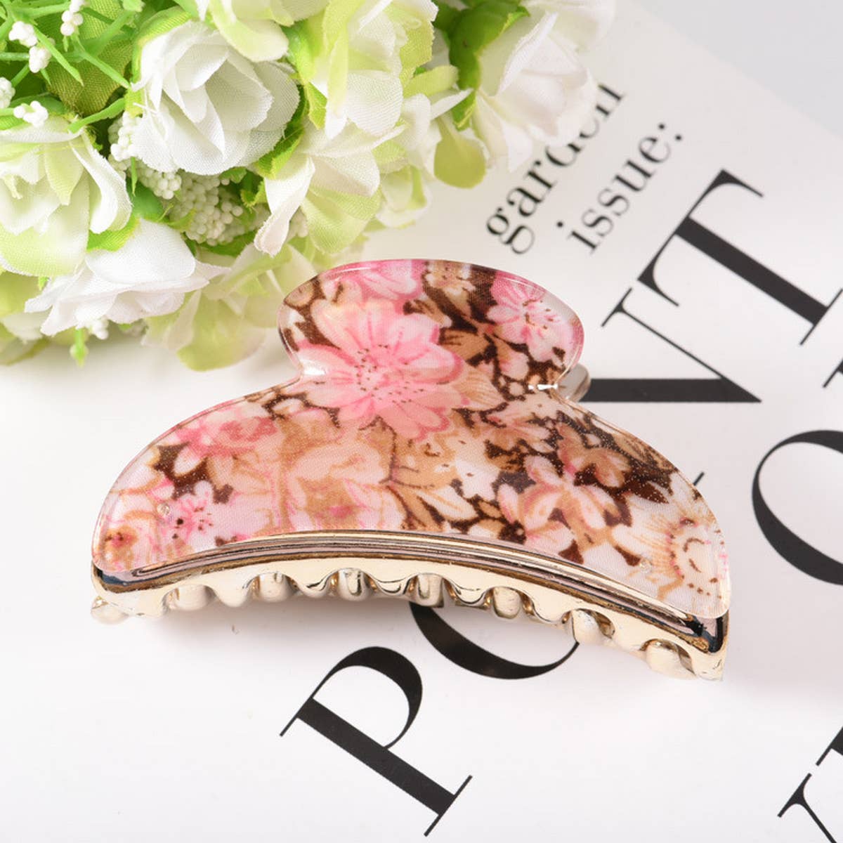 LARGE ACRYLIC FLOWER HAIR CLAW PONYTAIL CLIP_CWAHA0990