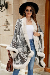 Cwocal0870_Peacock Flower Knitted Cape Thickened Shawl