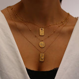 COLORFUL ZIRCON STAINLESS STEEL NECKLACE COLORFAST_CWMM8886