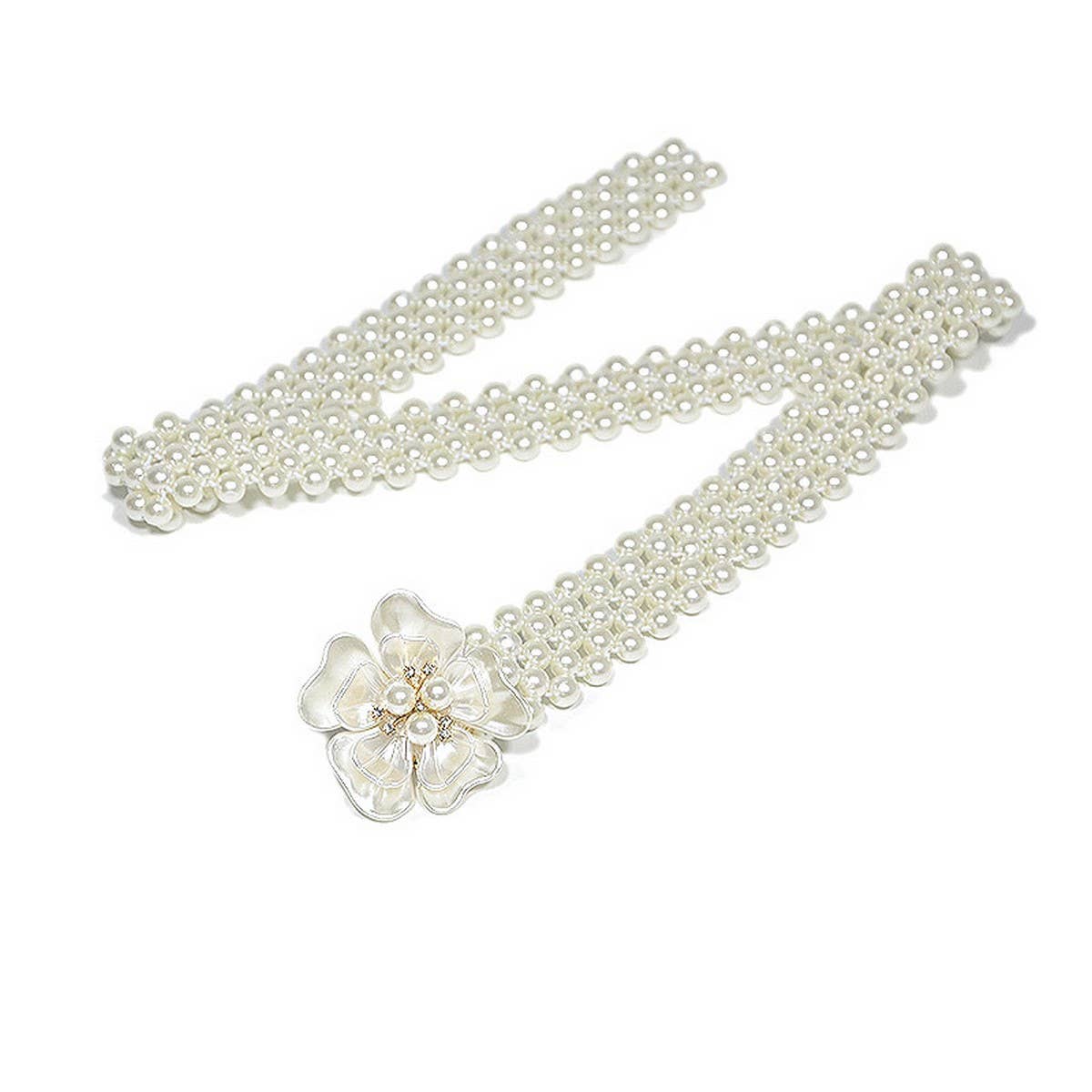 Wide Belt With Floral Rhinestones And Pearls_Cwabe0500