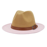 Women Warm Retro Color Matching Belt Panama Hat_Cwah0708