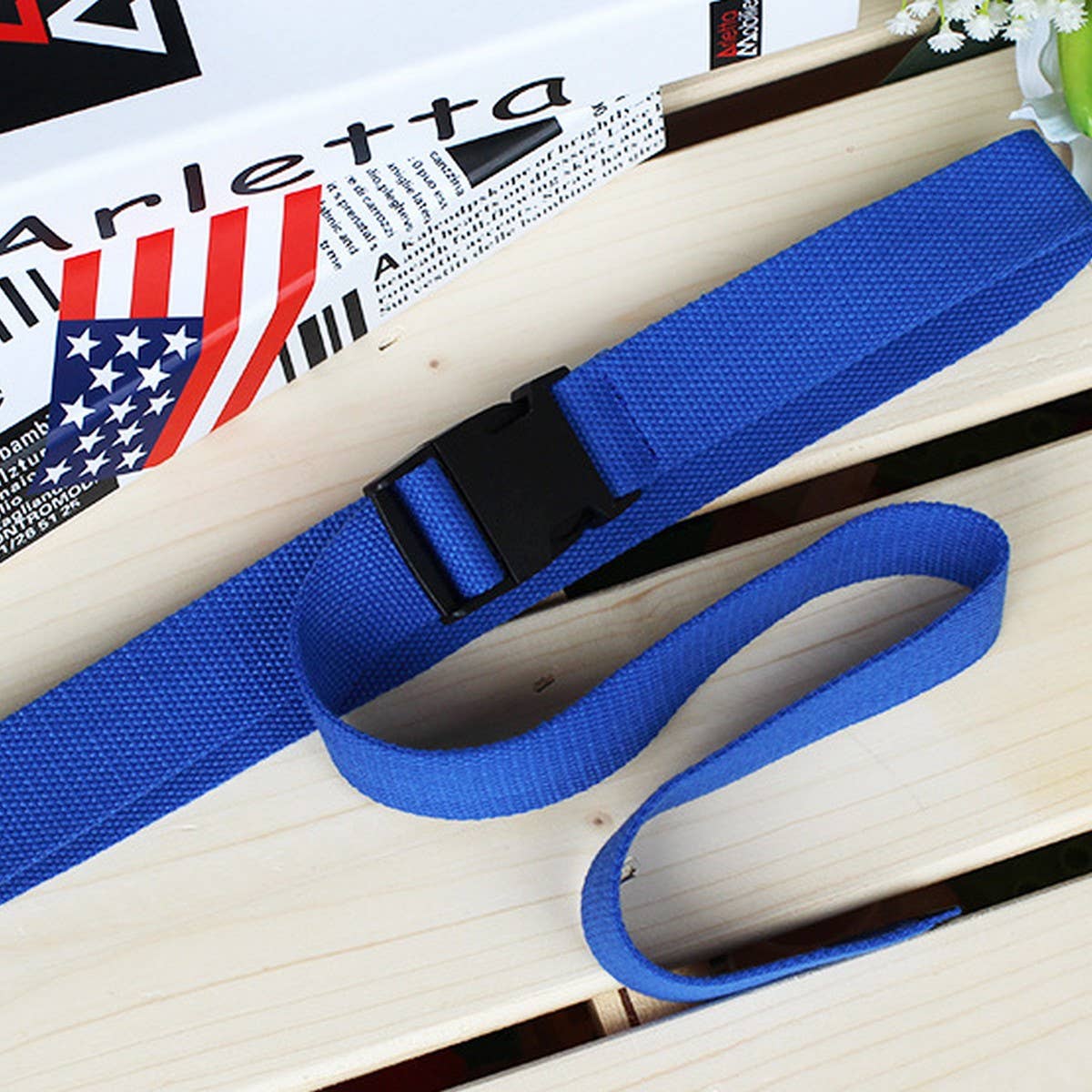 Cwabe0566_Solid Color Plastic Buckle Canvas Belt