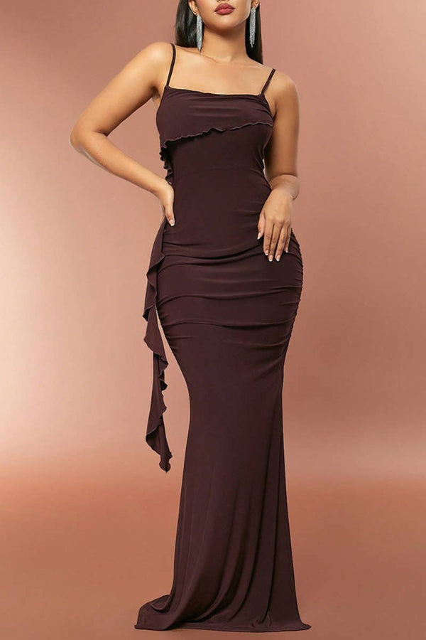 CWDMD2455_SUMMER PLEATED BODYCON HALTER DRESS LONG