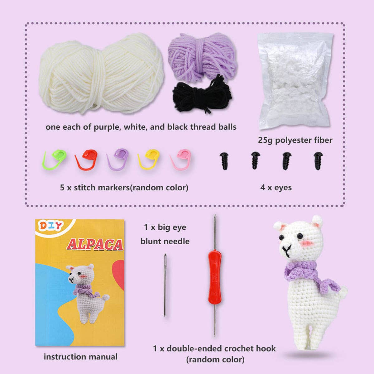 DIY HAND KNITTED DOLL ALPACA MATERIAL KIT_CWMM0809