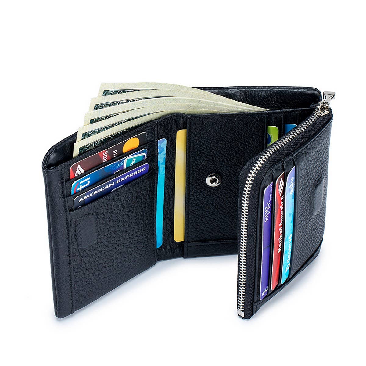 CAPACITY FIRST LAYER COWHIDE TRIFOLD LEATHER WALLET_CWAB3820