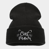 CAT MOM EMBROIDERY SIMPLE PILE HAT KNITTED HAT_CWAH2069
