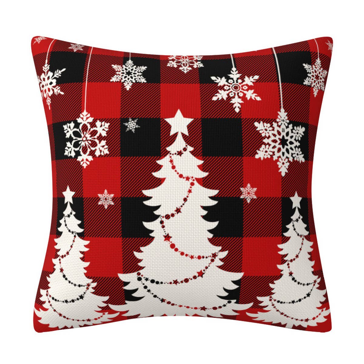 CHRISTMAS FESTIVE RED PLAID SNOWMAN PILLOWCASE_CWMM1386