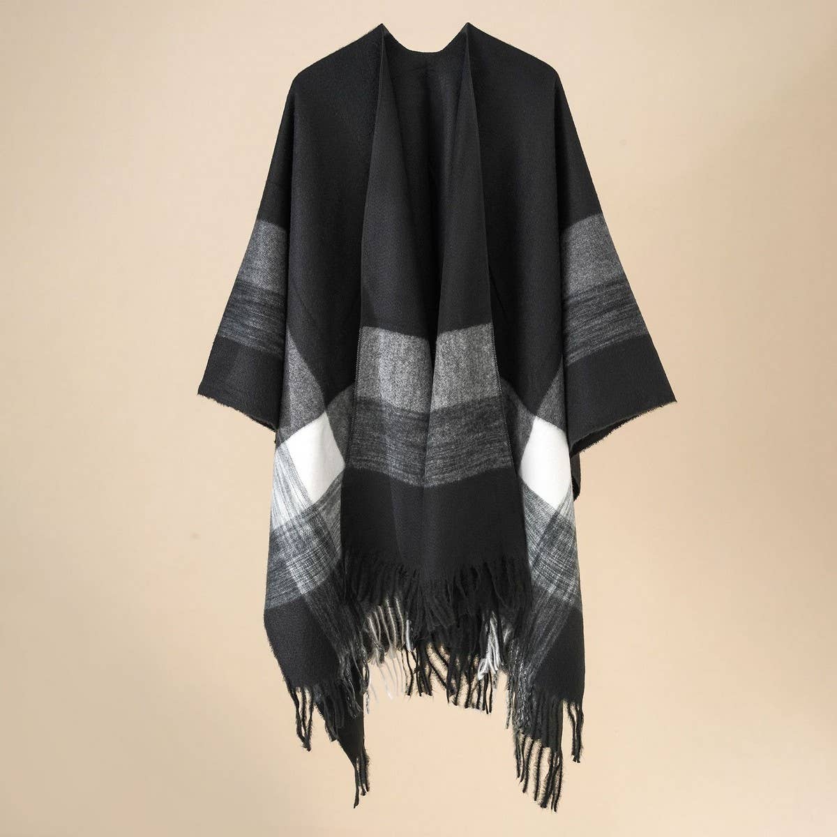 FASHIONABLE WARM STRIPED COLOR MATCHING SHAWL_CWMM2087